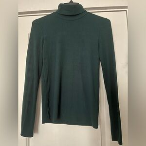 Madewell Dark Green Ribbed Long Sleeve Turtleneck
